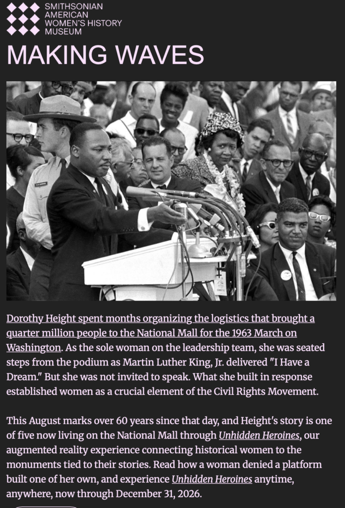 Dorothy Height, Civilk Rights movement leader, looking at Dr. Martin Luther King during 1963 Civil Rights rotest in Washington.