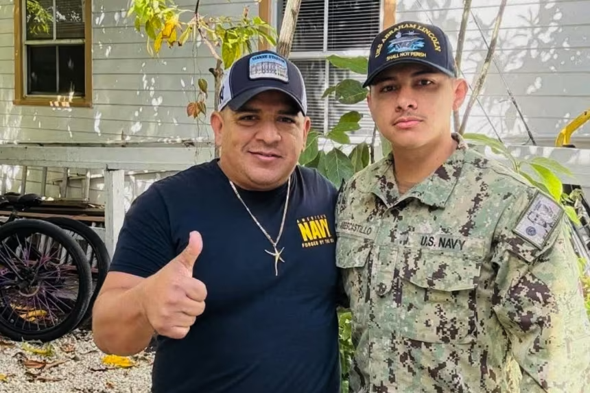 US Navy man with his father