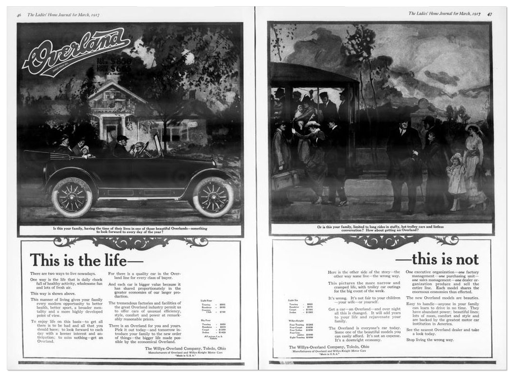 Ad comparing driving in a car versus riding a trolley